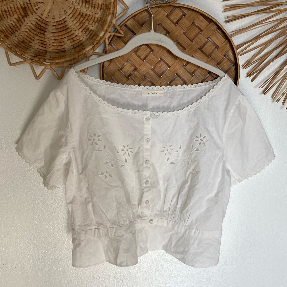 Eyelet Short Sleeve Doen Juniper Blouse